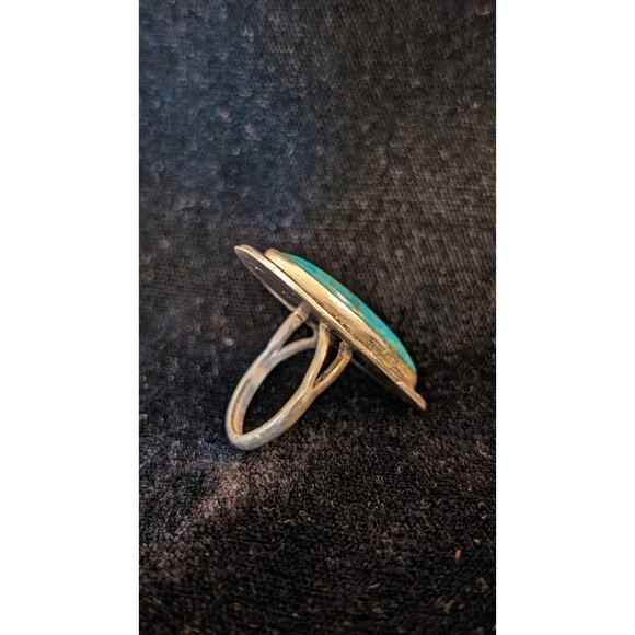 Vintage Navajo Elongated Turquoise Ring Size 6.5 Native American - Picture 3 of 10
